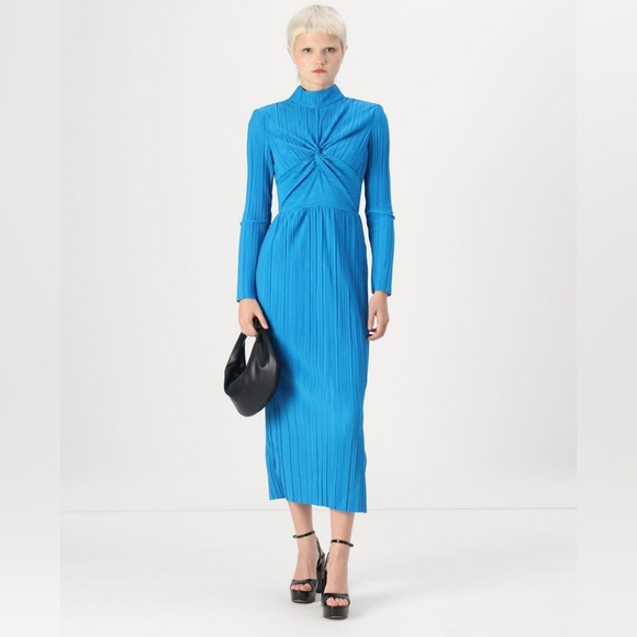 YAS Olinda High Neck Long Sleeve Formal Maxi Dress Hot Pink Size Small Party NYE - Picture 13 of 13